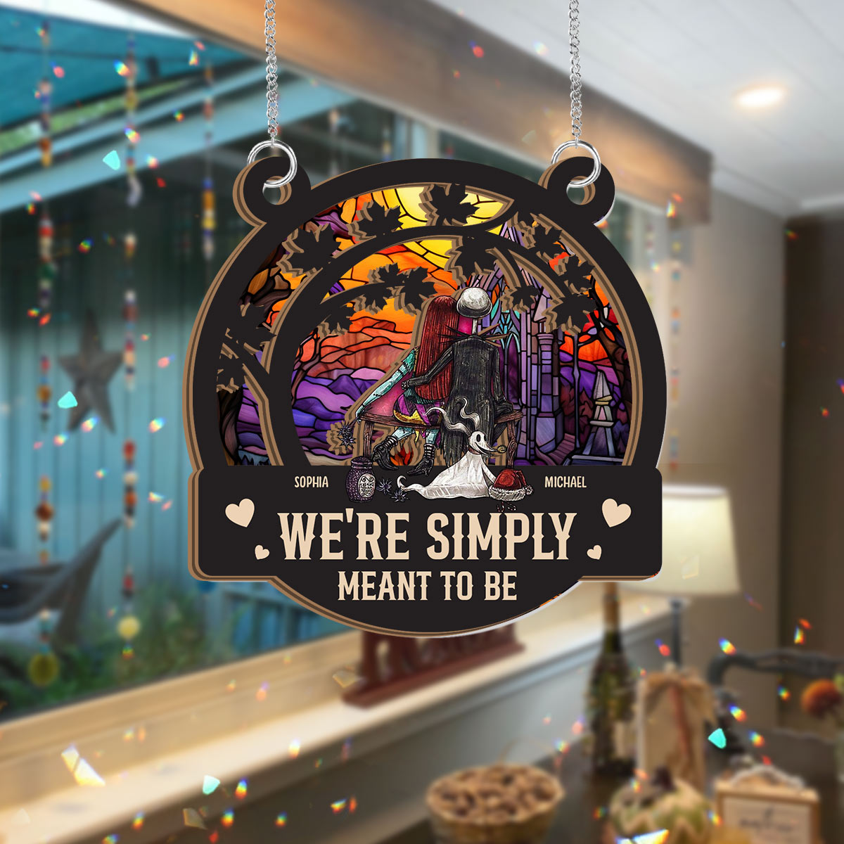 We're Simply Meant To Be - Personalized Nightmare 2 Layered Window Hanging Suncatcher