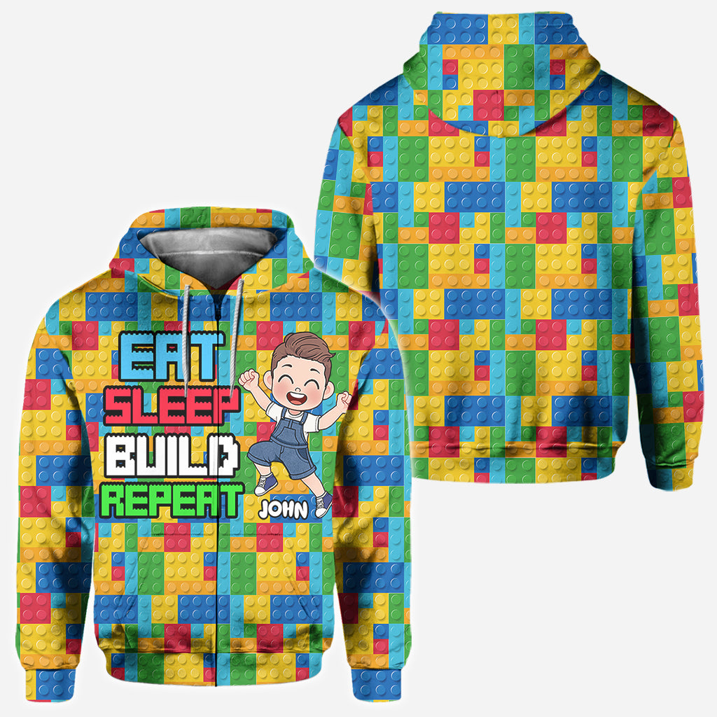 Eat Sleep Build Repeat - Personalized All Over Shirt
