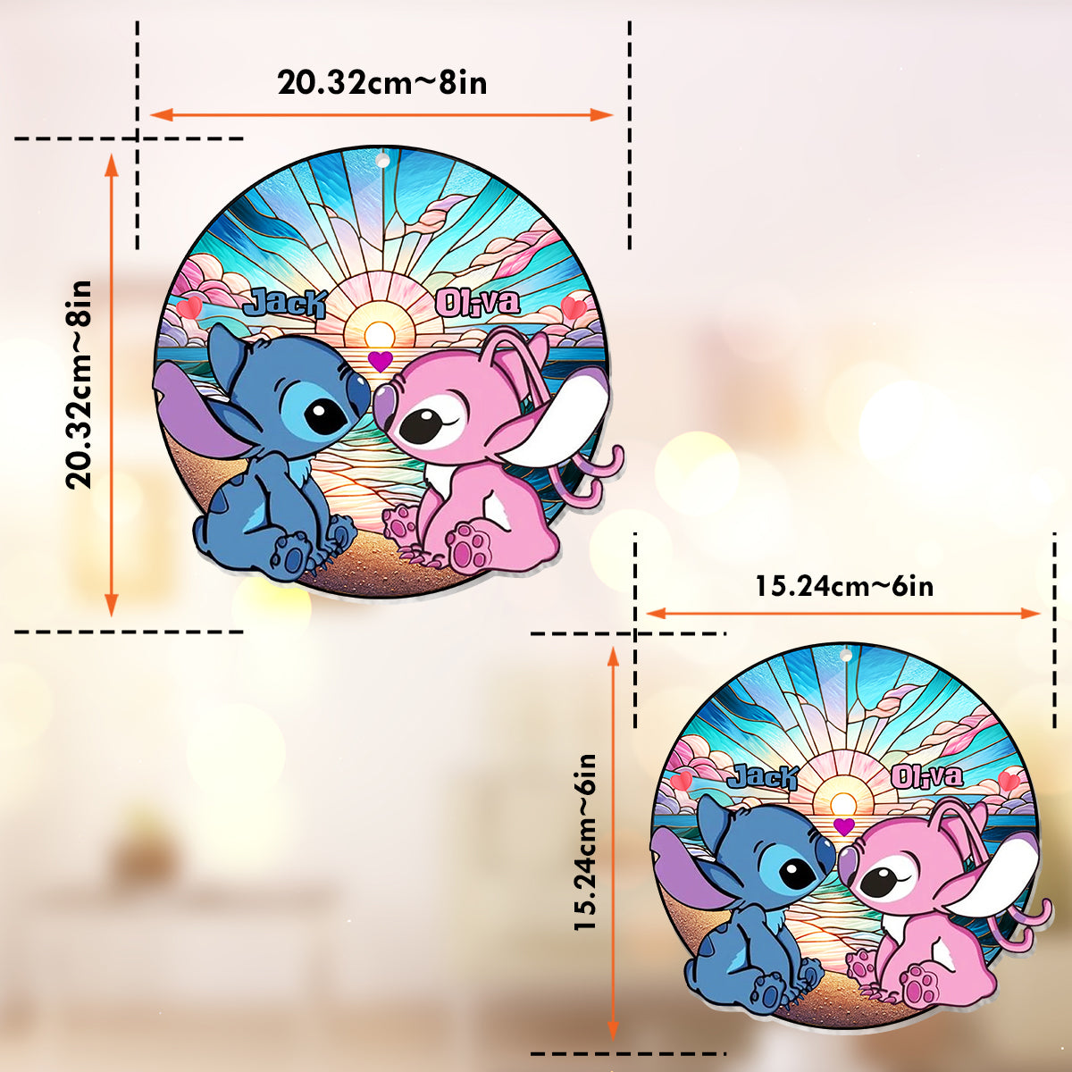 Sunrise On The Beach Build The Life We Love - Personalized Ohana Window Hanging Suncatcher Ornament