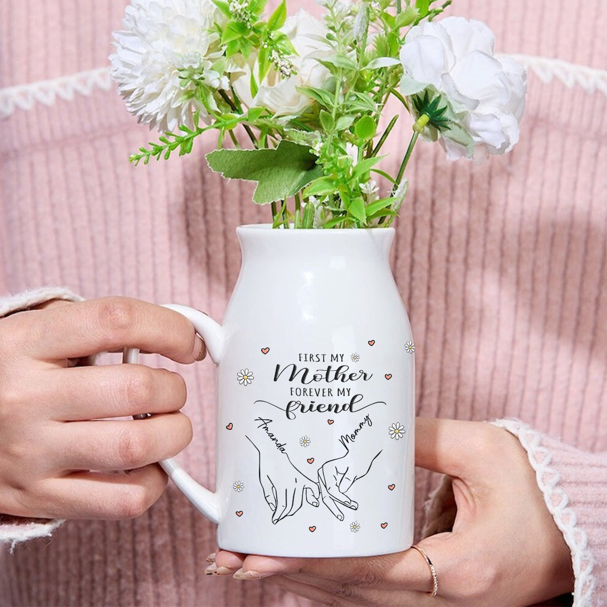 First My Mother Forever My Friend - Personalized Mother Ceramic Flower Vase