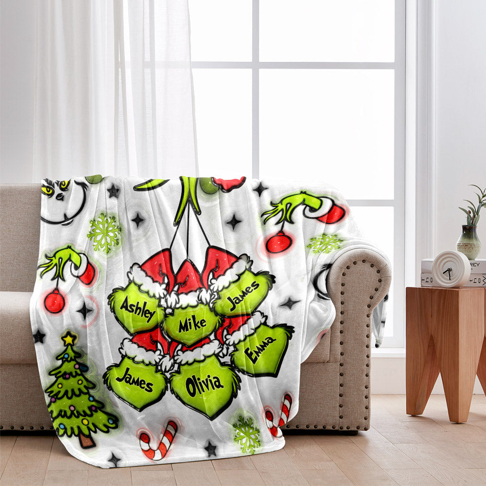 Any Title Green Snowflakes - Personalized Stole Christmas Blanket
