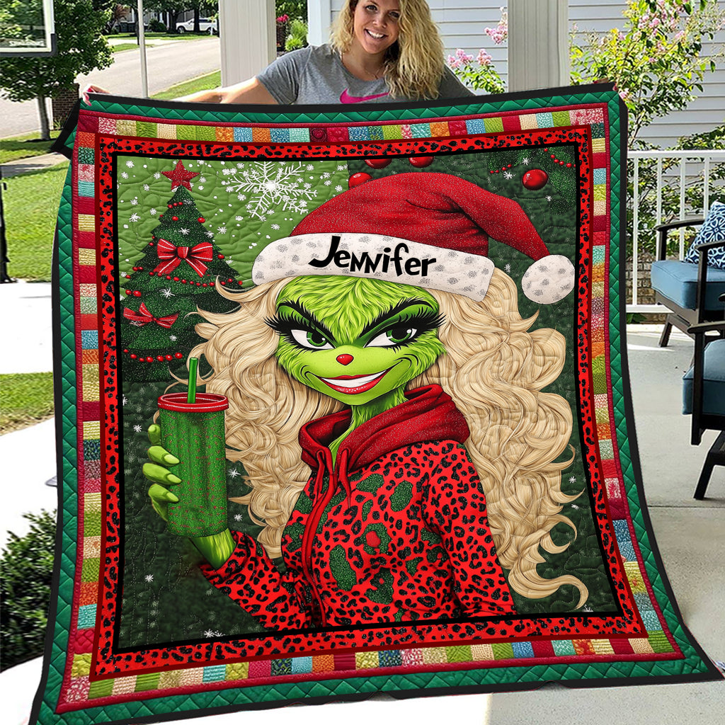 Beautiful Green Lady - Personalized Stole Christmas Quilt