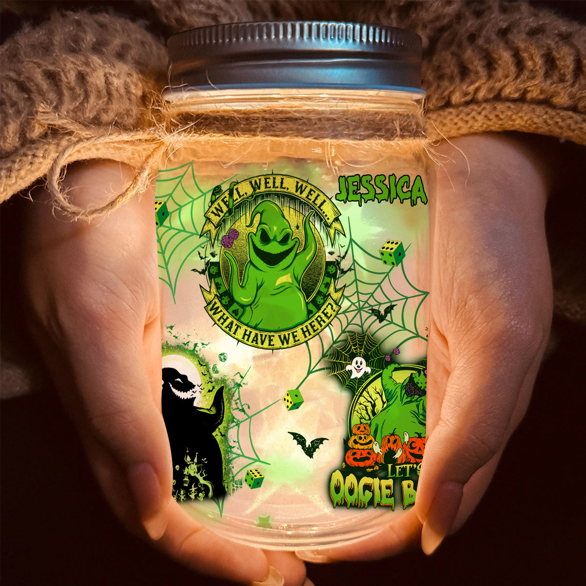 Trick Or Treat Light Oogie Boogie Bash - Personalized Mouse Mason Jar Light
