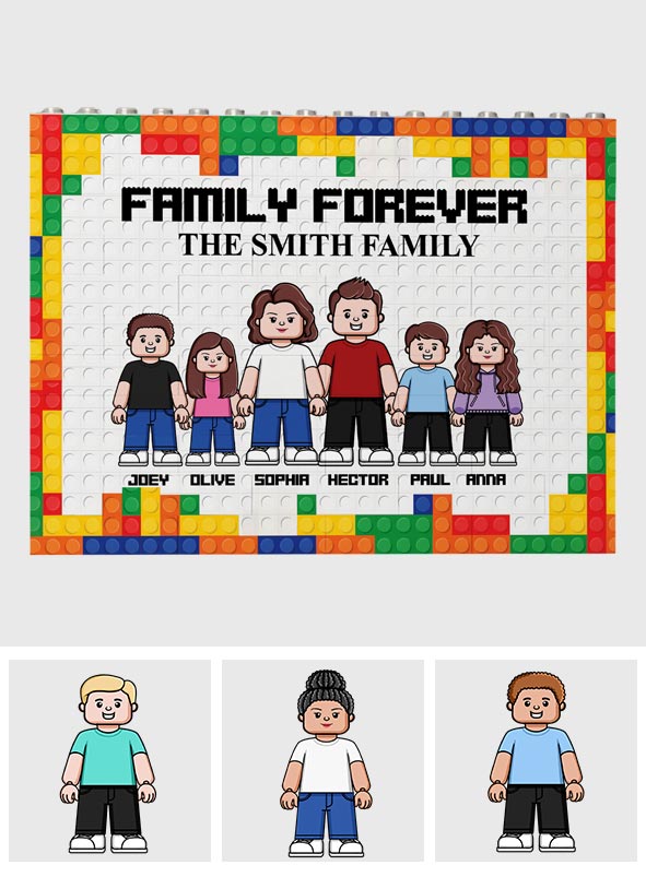 Family Forever - Personalized Family One-sided Horizontal Rectangle Building Brick Blocks