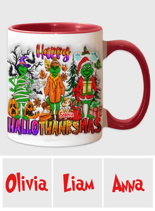 Happy Hallothanksmas - Personalized Stole Christmas Accent Mug