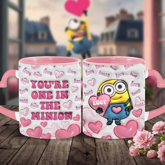 You're One In A Minion - Personalized Heart Handle Mug