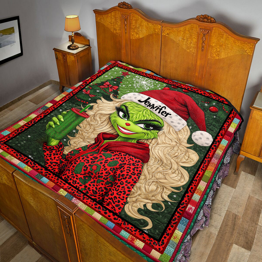 Beautiful Green Lady - Personalized Stole Christmas Quilt