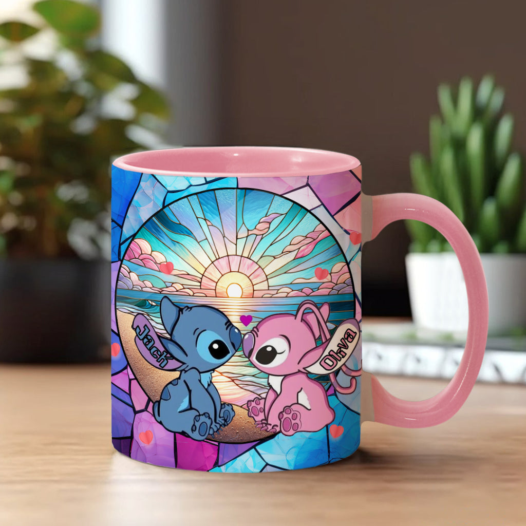 Sunrise On The Beach Build The Life We Love - Personalized Ohana Accent Mug