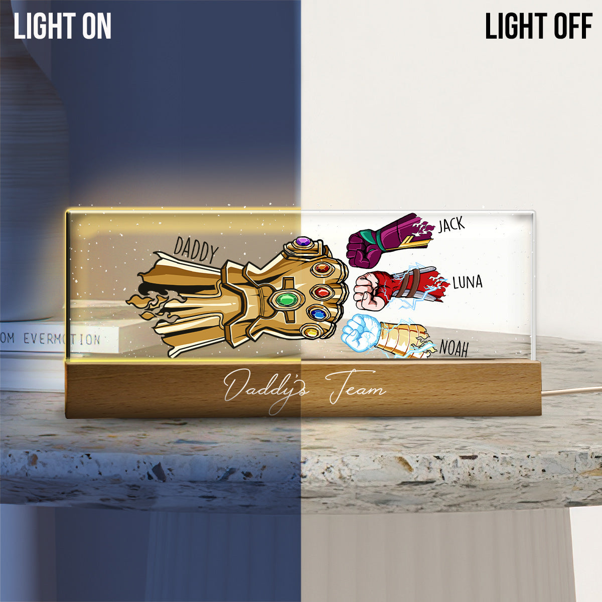 Daddy's Team - Personalized Father Custom LED Night Light