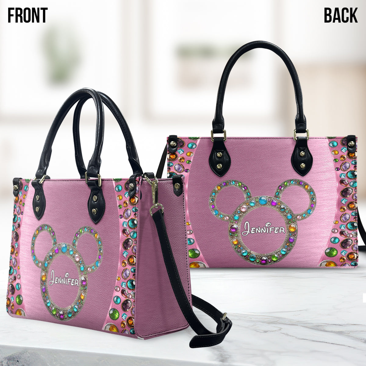 Magic Pink - Personalized Mouse Leather Handbag
