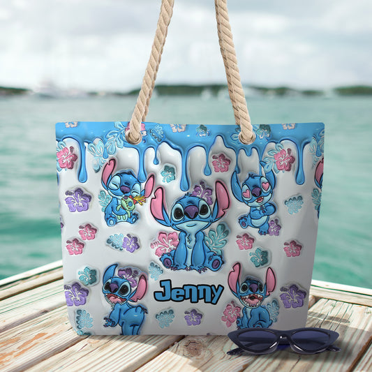 Ohana Blue Summer Vibe Inflated - Personalized Ohana Beach Bag