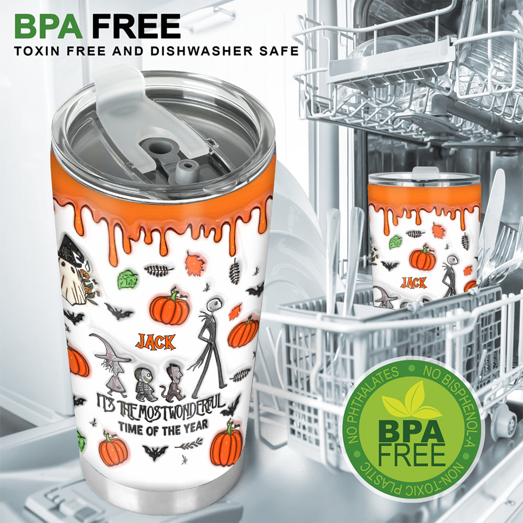 It's The Most Beautiful Time Autumn Skeleton - Personalized Nightmare Tumbler