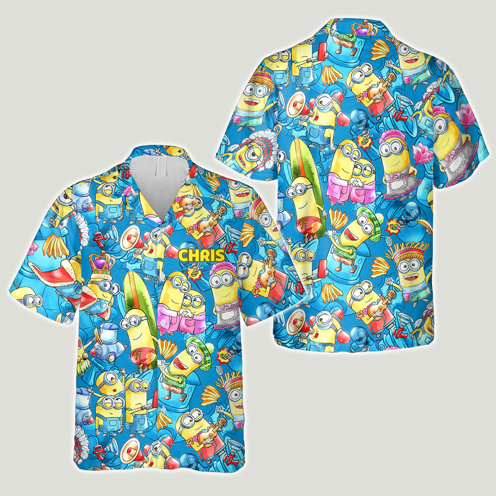 Having Fun Yellow Monster - Personalized Hawaiian Shirt