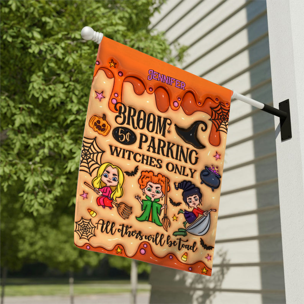 Broom Parking Witches Only - Personalized Three Witches Garden Flag