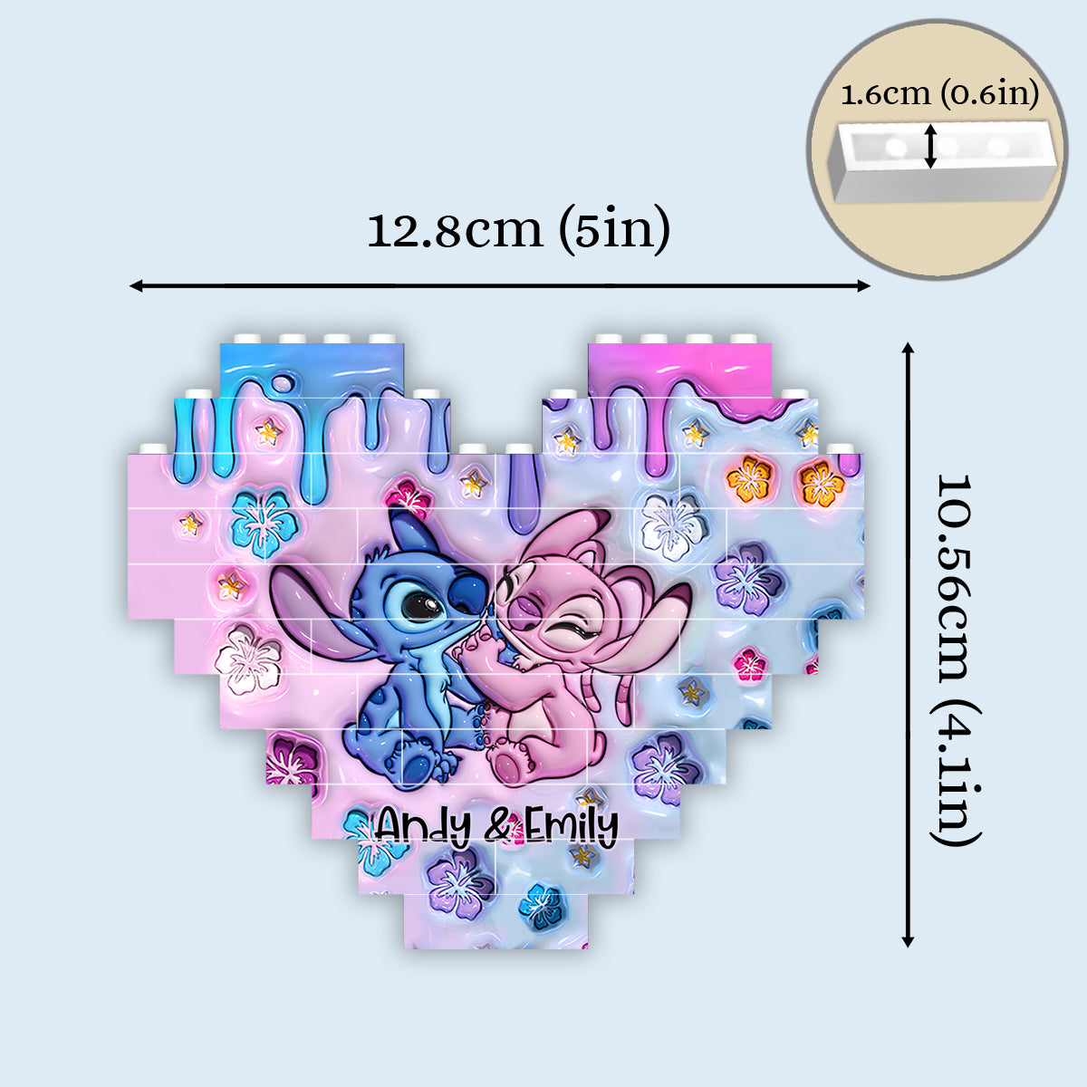 I'm Yours - Personalized Ohana Heart Building Brick Blocks Printed On Both Sides