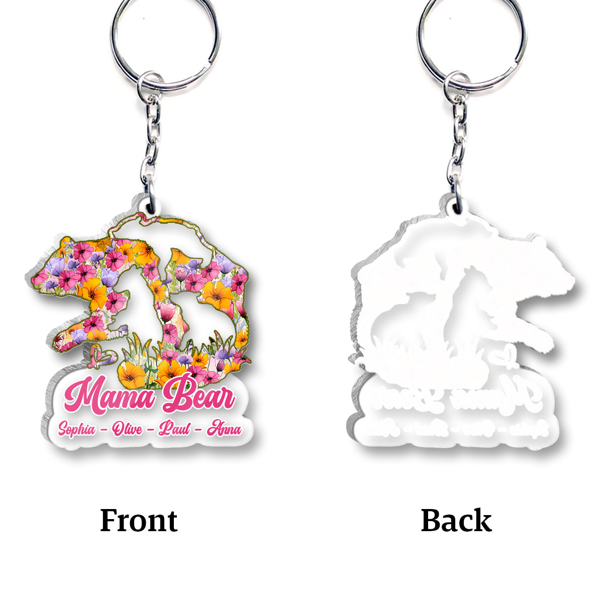 Mama Bear - Personalized Mother Transparent Keychain