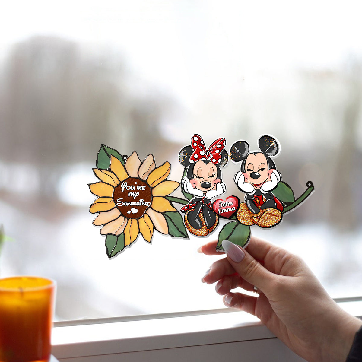 You're My Sunshine - Personalized Mouse Window Hanging Suncatcher Ornament