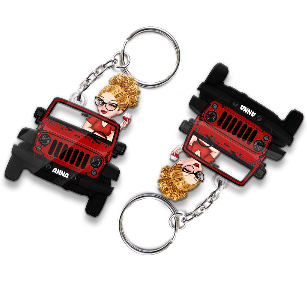 A Girl And Her Car - Personalized Car Custom Shaped Keychain