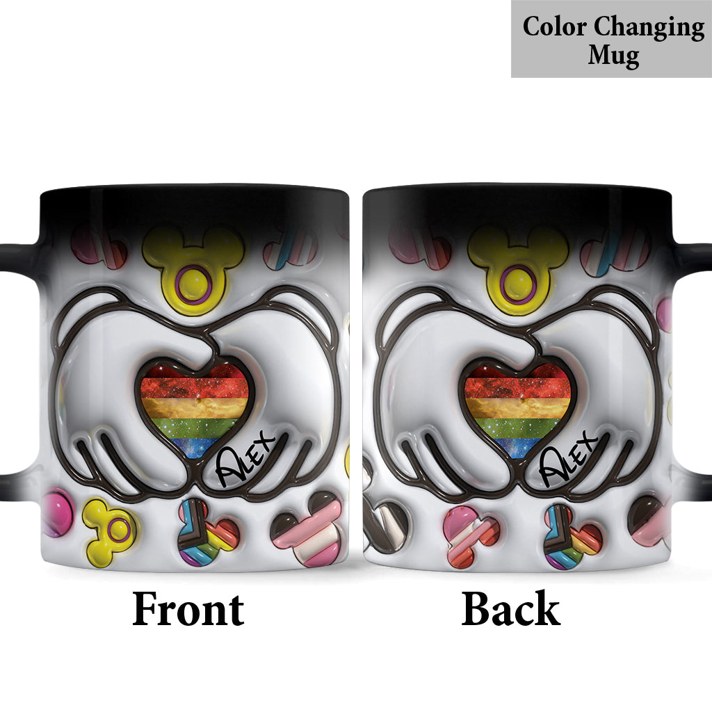 Love Is Love Mouse Hands Custom Pride Flag - Personalized LGBT Support Mug