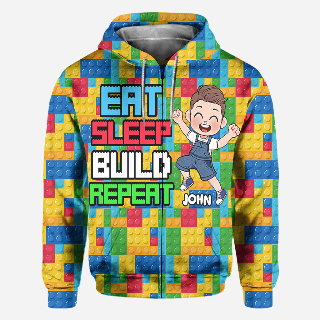 Eat Sleep Build Repeat - Personalized All Over Shirt