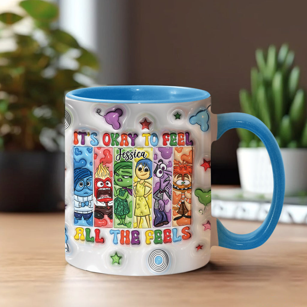 It's Okay To Feel All The Feels - Personalized Accent Mug