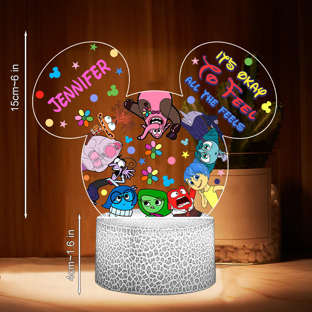 It's Okay To Feel All The Feels - Personalized Shaped Plaque Light Base