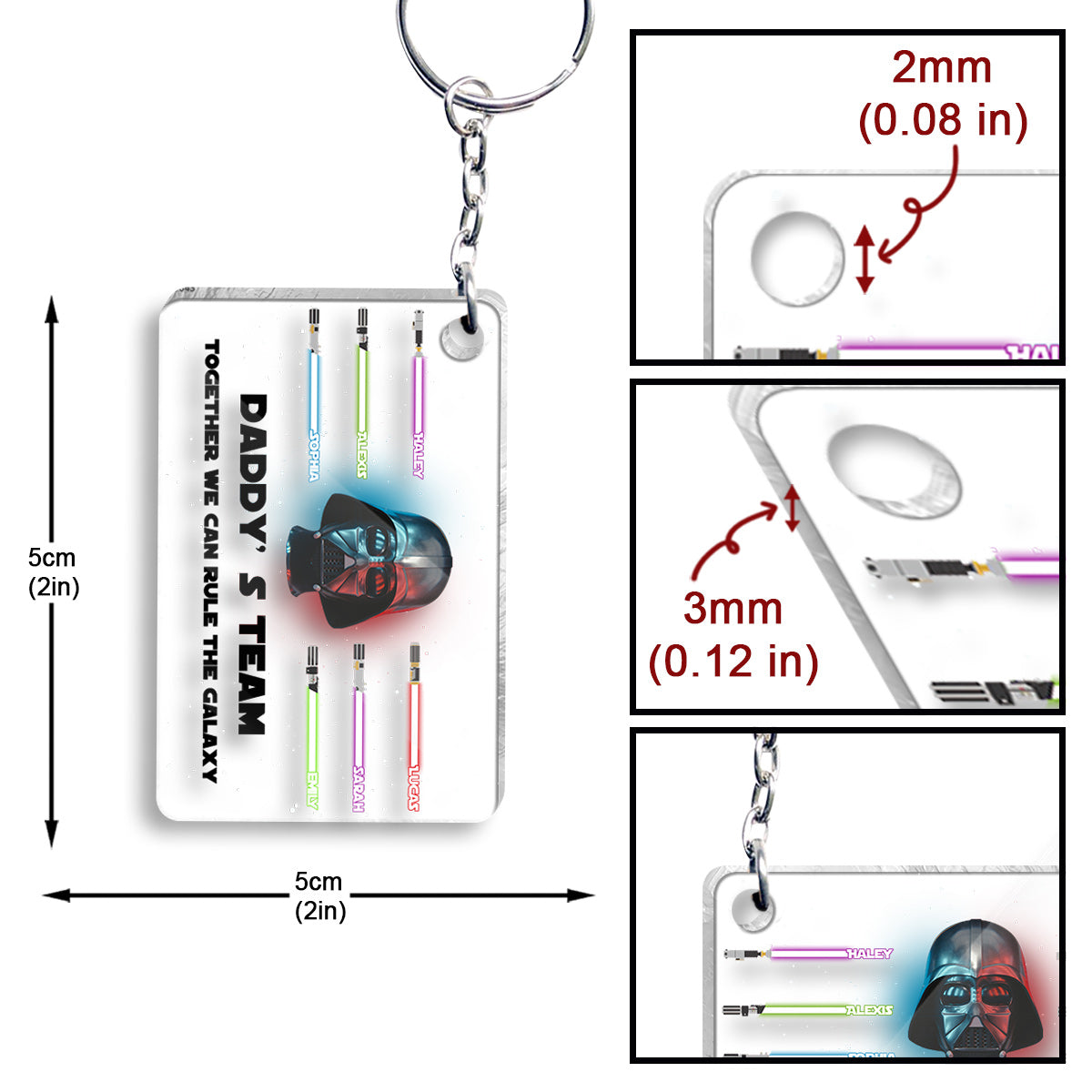 Daddy's Team Together We Can Rule The Galaxy - Personalized The Force Transparent Keychain