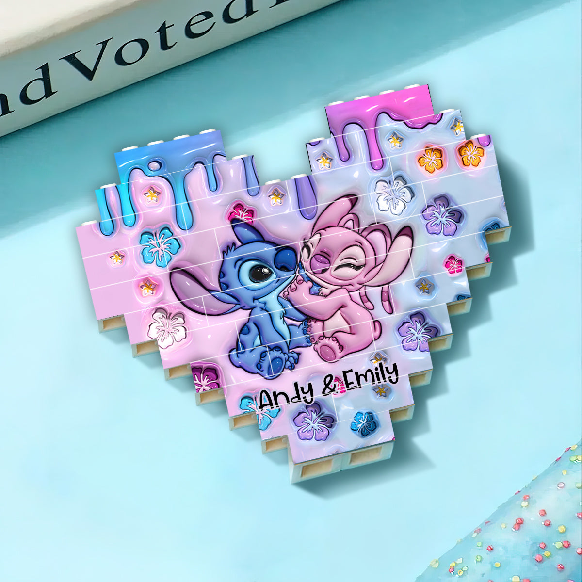 I'm Yours - Personalized Ohana Heart Building Brick Blocks Printed On Both Sides