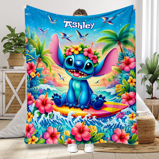 Blue Summer Hawaii - Personalized Ohana Blanket