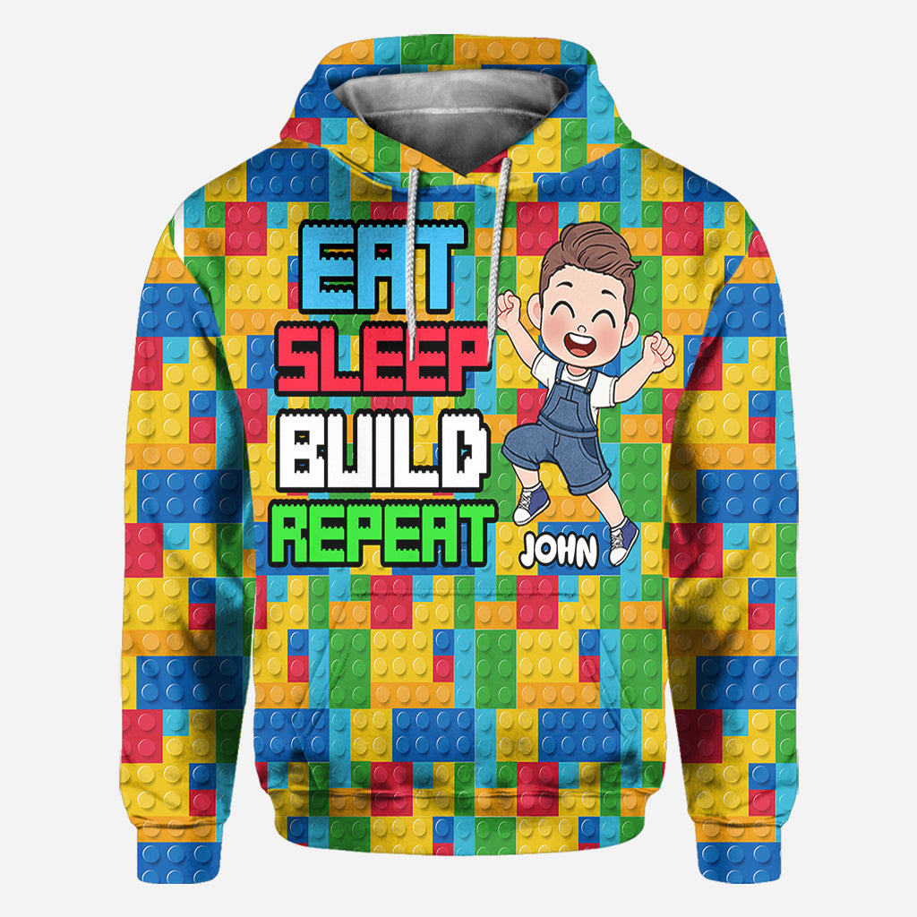 Eat Sleep Build Repeat - Personalized All Over Shirt