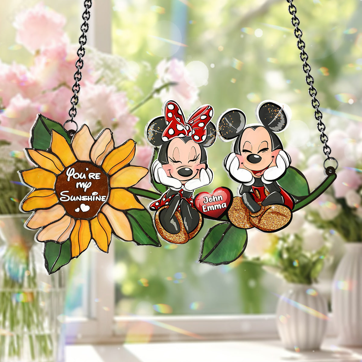 You're My Sunshine - Personalized Mouse Window Hanging Suncatcher Ornament