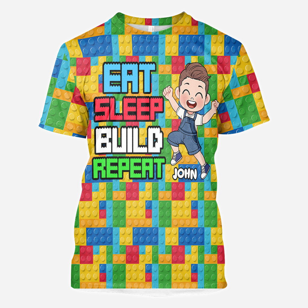 Eat Sleep Build Repeat - Personalized All Over Shirt