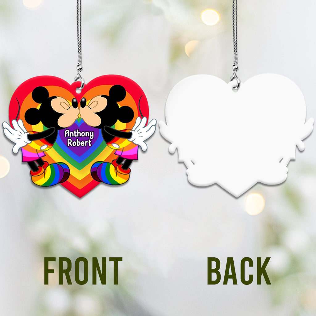 Love Is Love Mouse Couple - Personalized LGBT Support Car Ornament