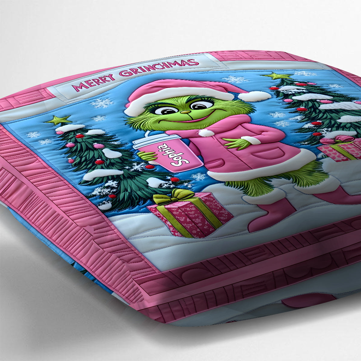 Grinchy Green Lady - Personalized Stole Christmas Throw Pillow