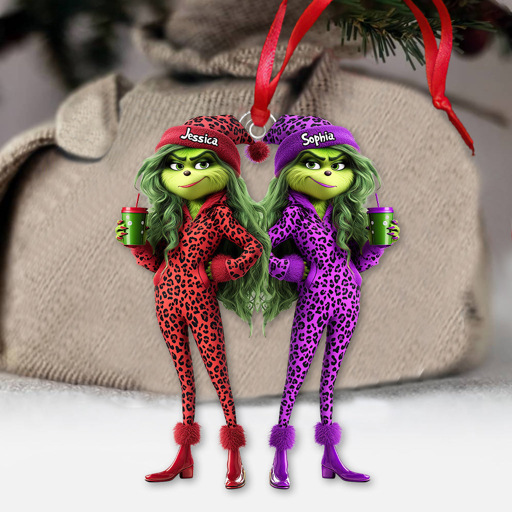 Besties Grinch Squad - Personalized Stole Christmas Transparent Ornament