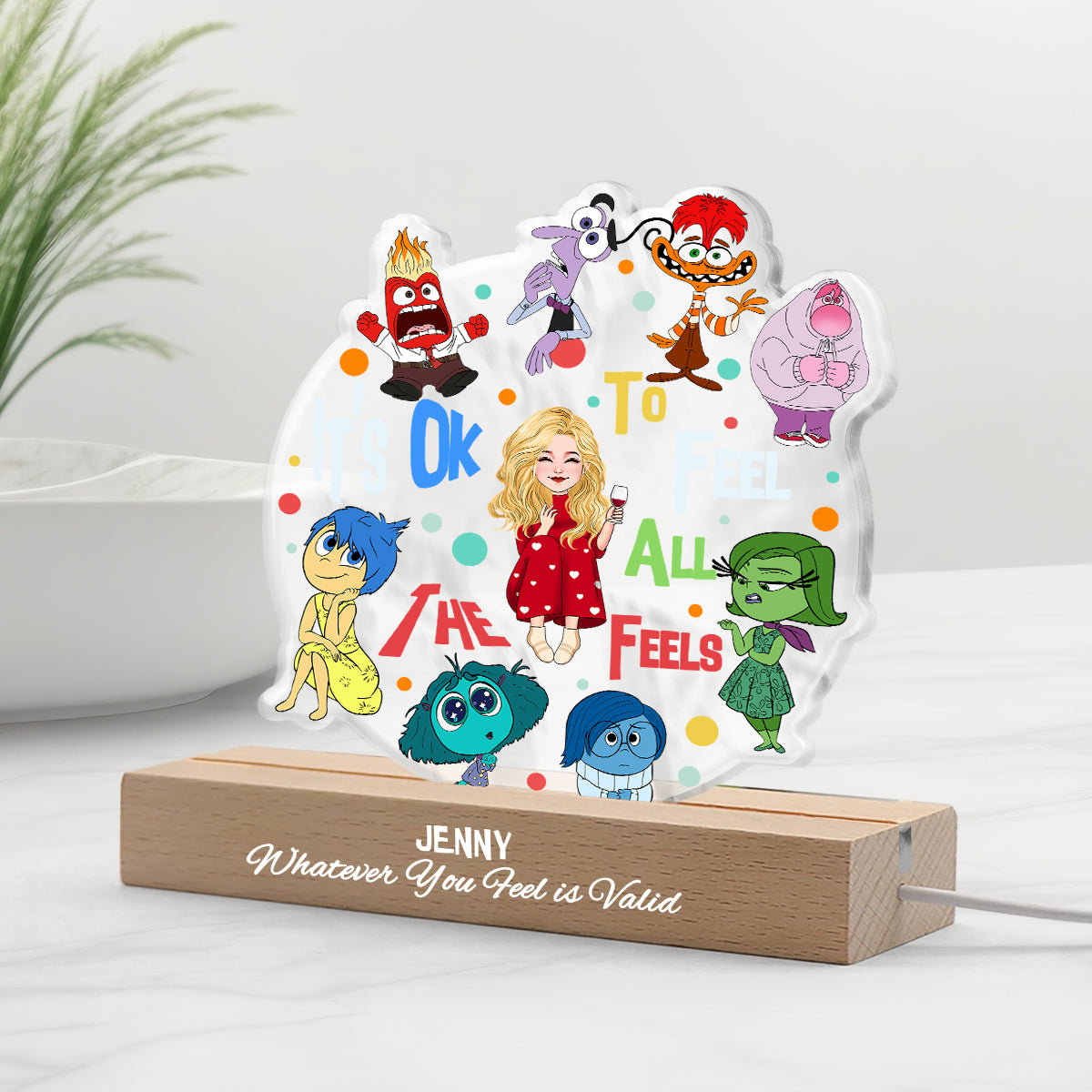 It's Ok To Feel All The Feels - Personalized Shaped Led Night Light