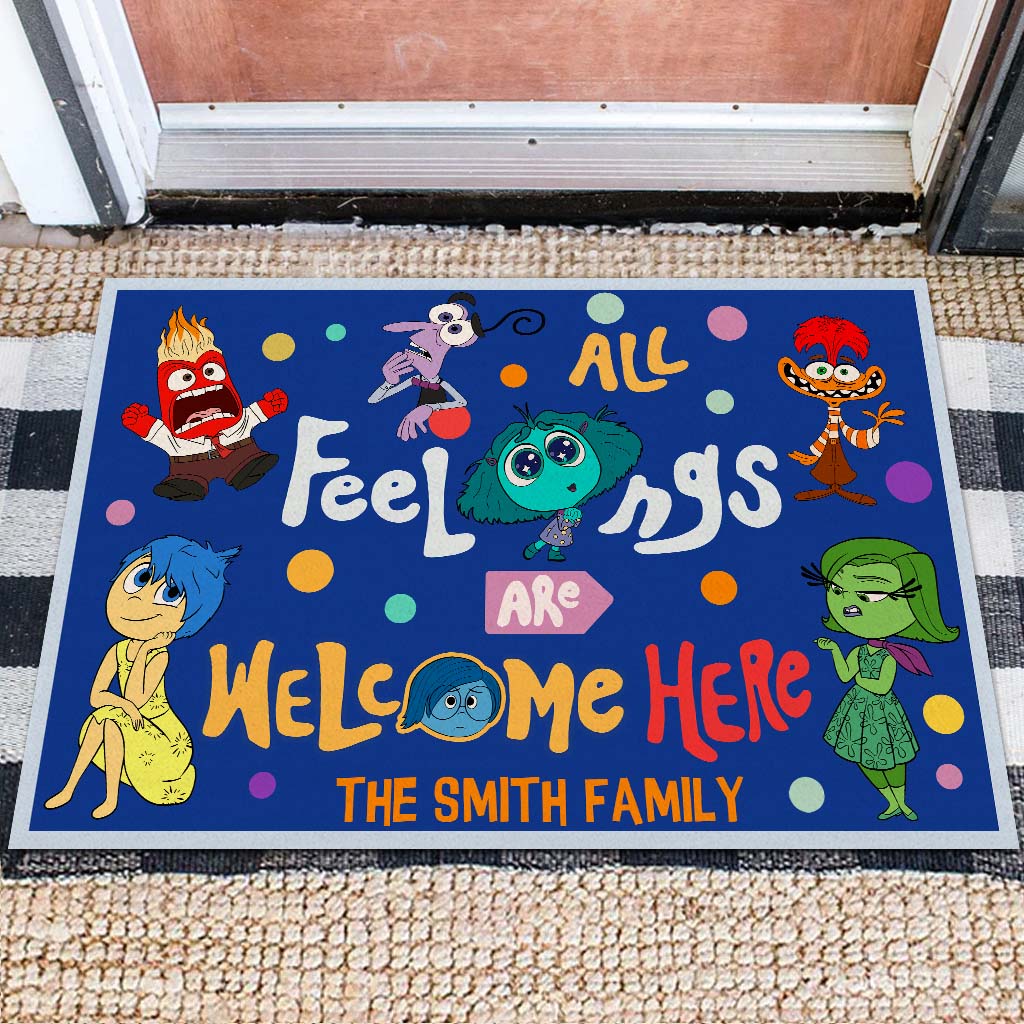 All Feelings Are Welcome Here - Personalized Doormat
