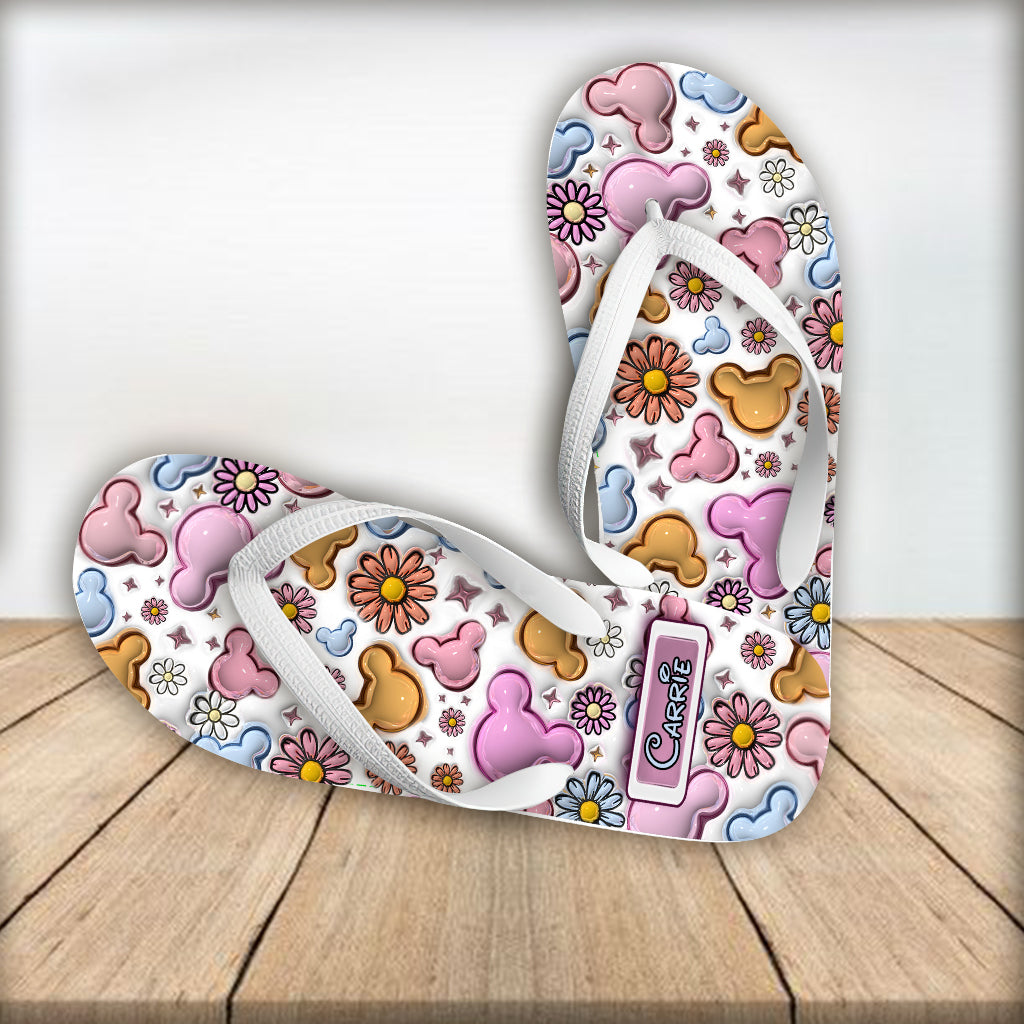 Floral Style - Personalized Mouse Flip Flops