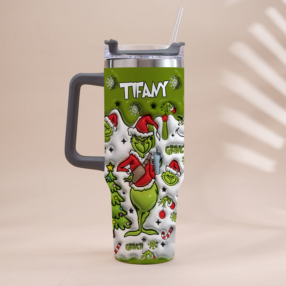 Merry Grinchmas - Personalized Stole Christmas Tumbler With Handle