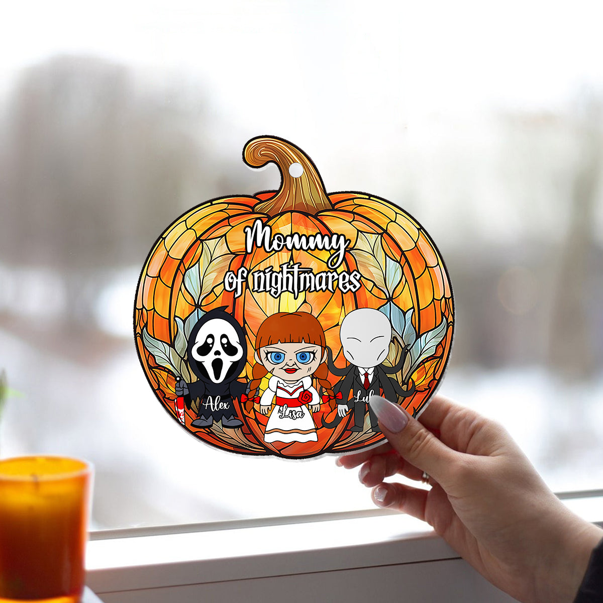 Mother of Little Monster Pumpkin - Personalized Mother Window Hanging Suncatcher Ornament