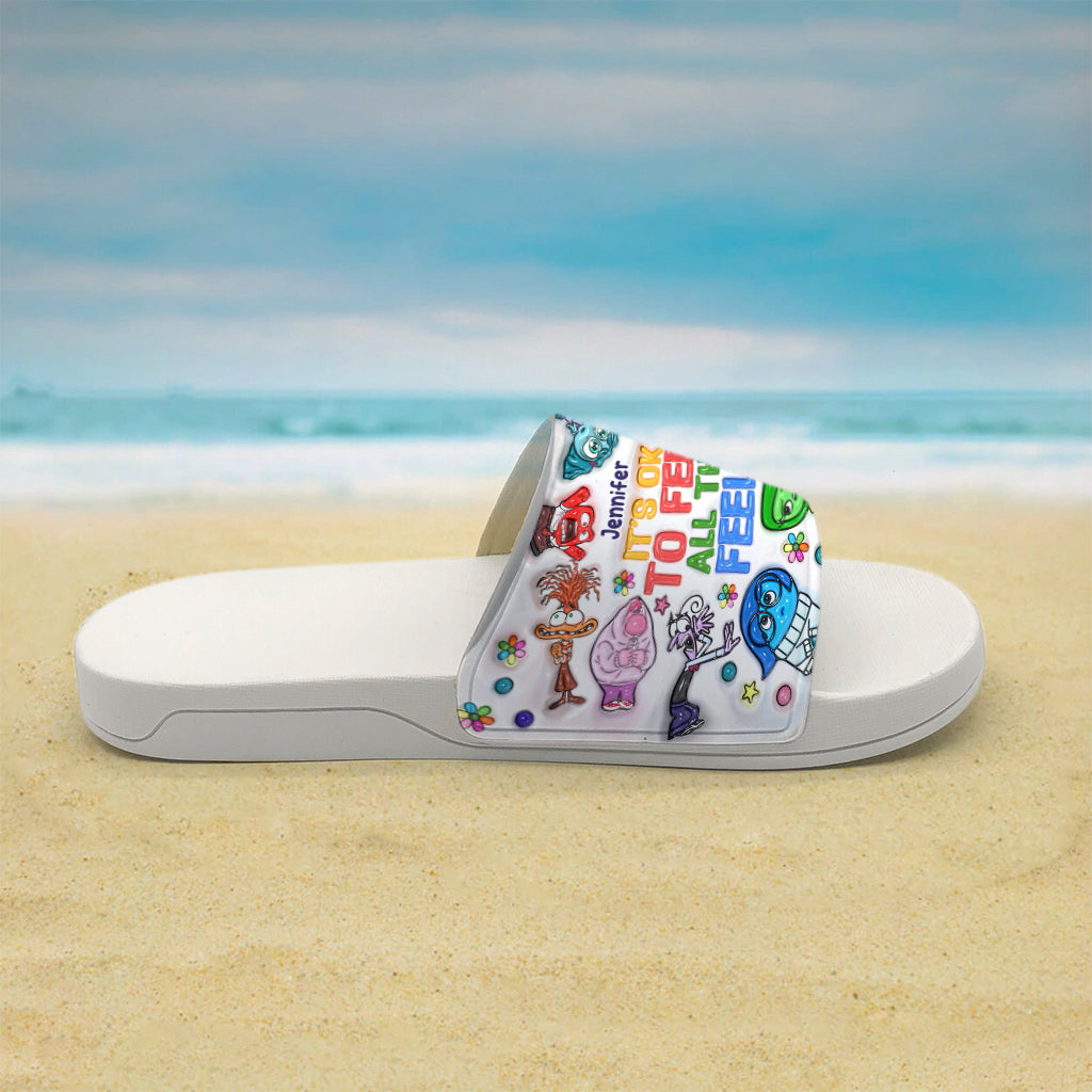 It's Ok To Feel All The Feels - Personalized Slide Sandals