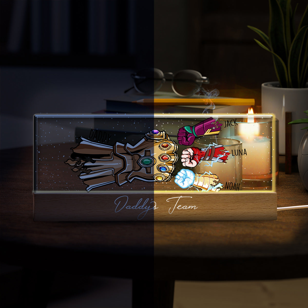 Daddy's Team - Personalized Father Custom LED Night Light
