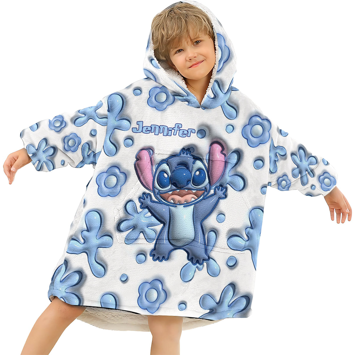 Blue Ohana - Personalized Ohana Blanket Hoodie