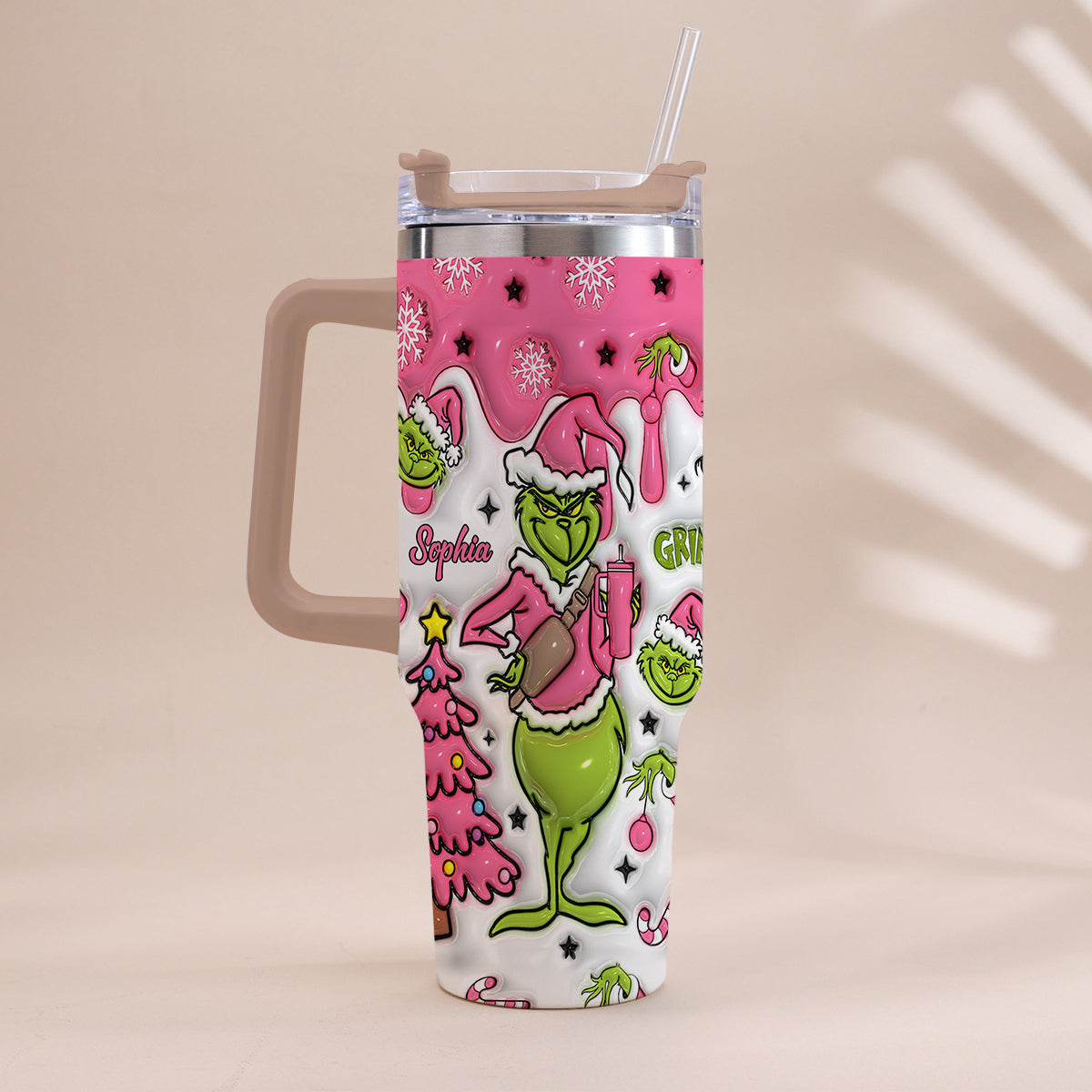 Merry Grinchmas - Personalized Stole Christmas Tumbler With Handle