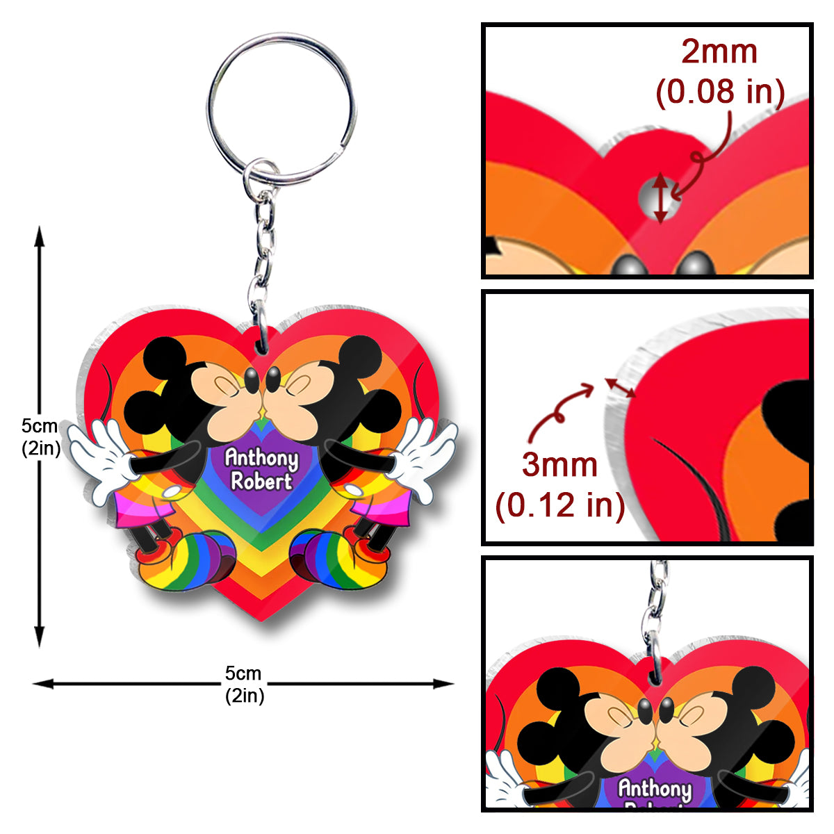 Love Is Love Mouse Couple - Personalized LGBT Support Transparent Keychain
