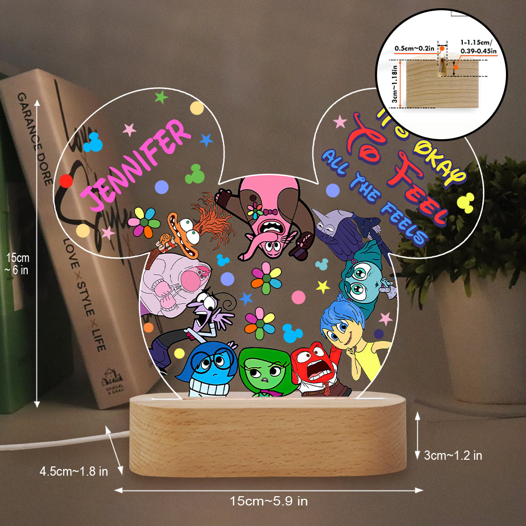 It's Okay To Feel All The Feels - Personalized Shaped Plaque Light Base