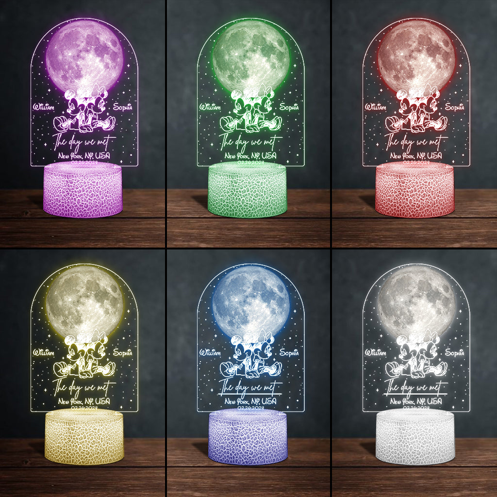 The Night We Met - Personalized Mouse Couple Shaped Plaque Light Base