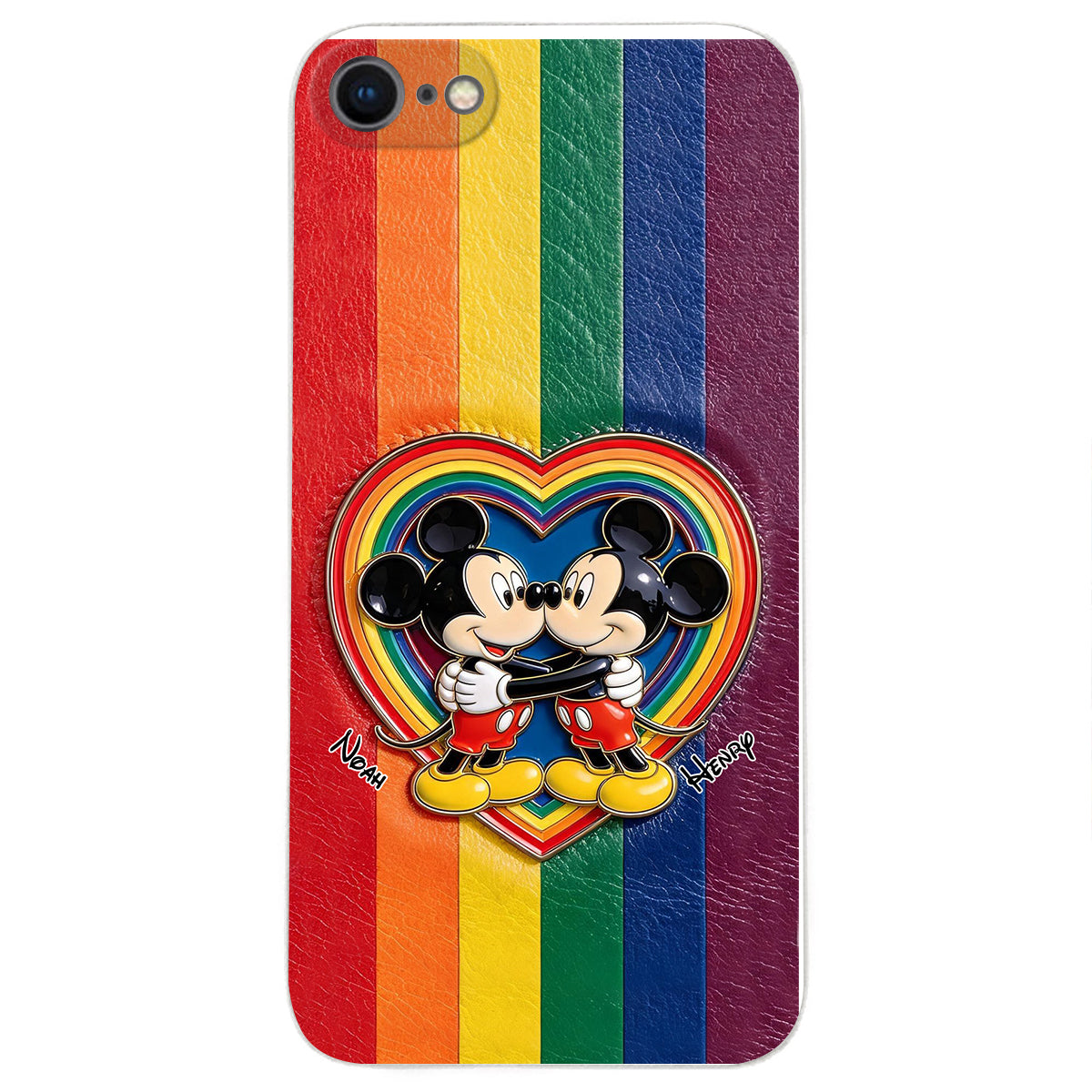 LGBT Cartoon Mouse, Pride Month - Personalized LGBT Support 3D Embossed Leather Phone Case