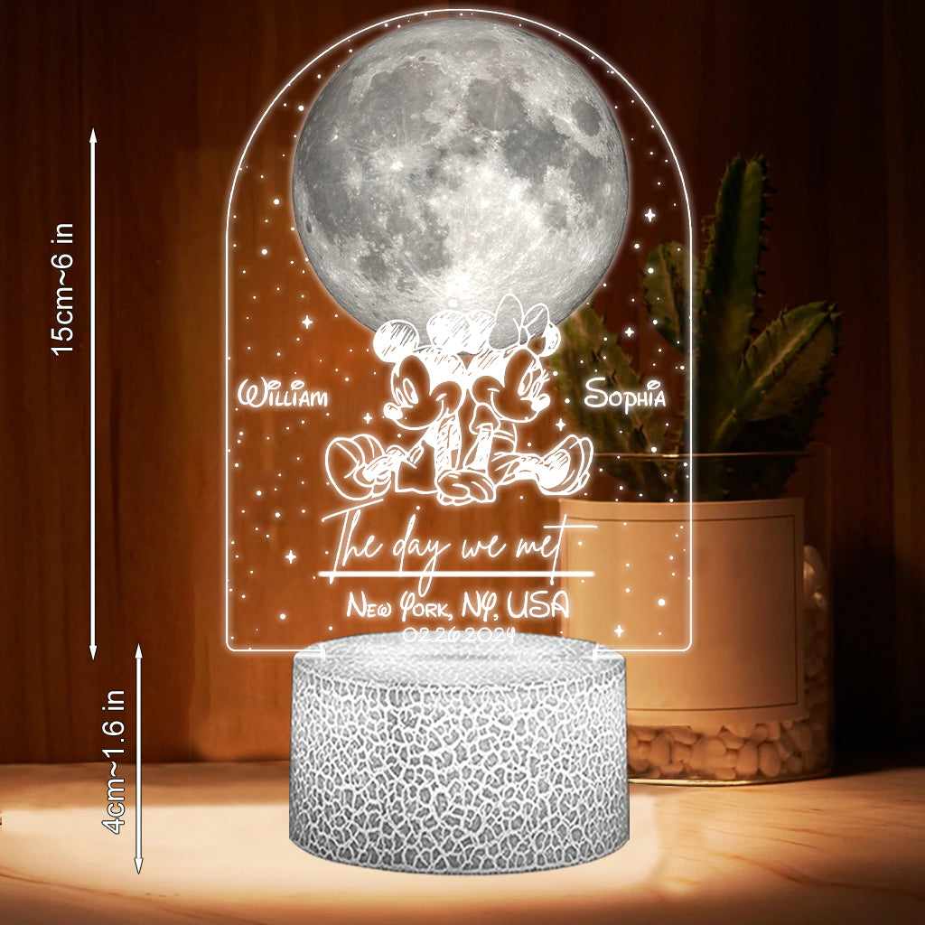 The Night We Met - Personalized Mouse Couple Shaped Plaque Light Base