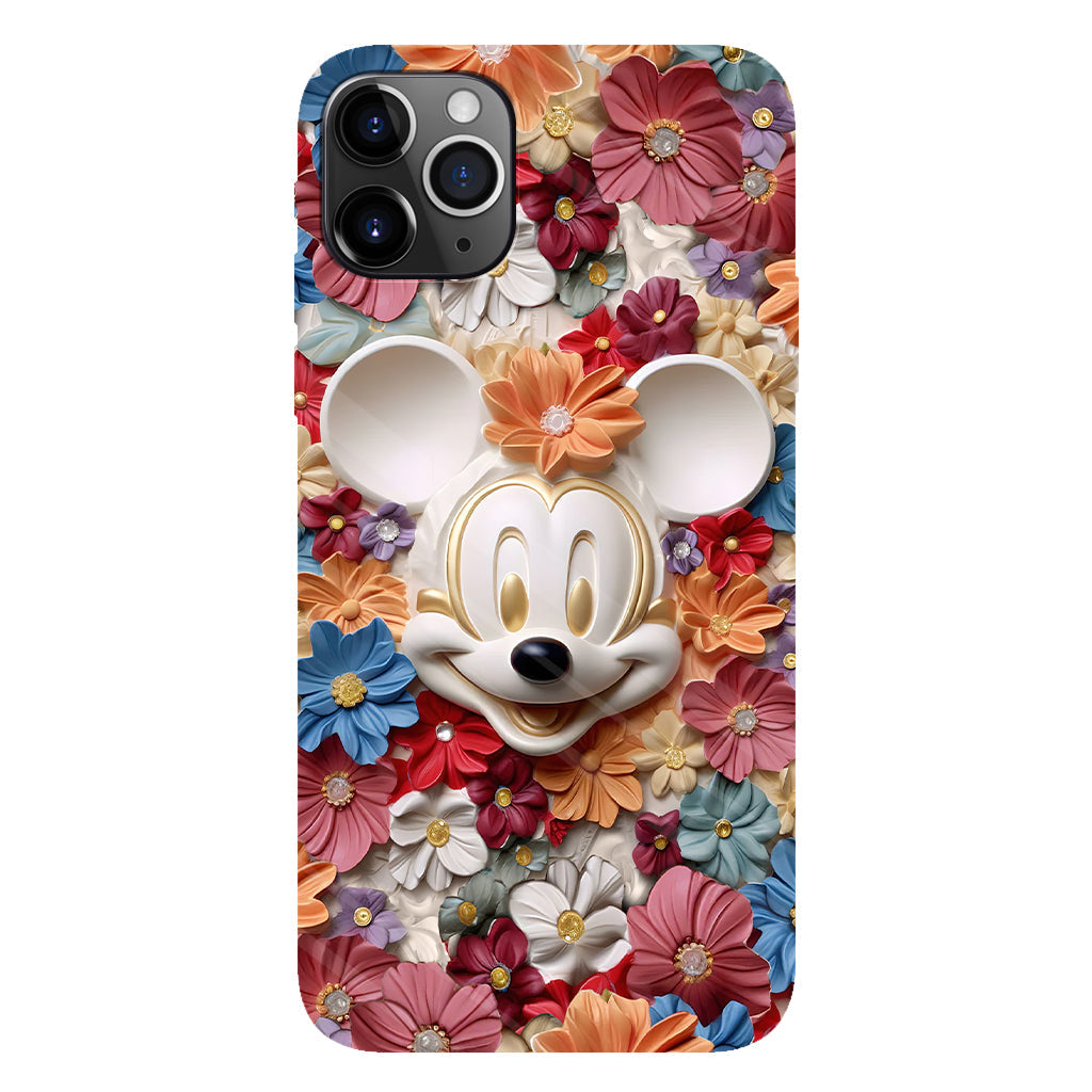 3D Effect Floral Mouse Full Print Phone Case